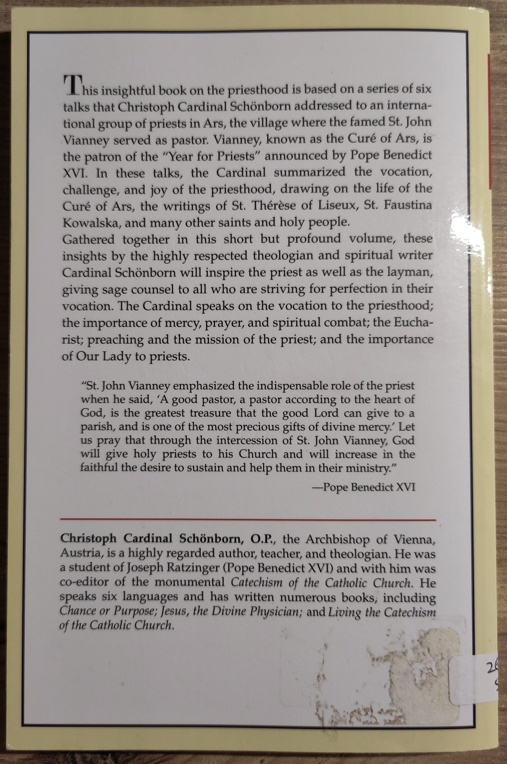 The Joy of Being a Priest: Following the Curé of Ars (used book) - Image 2